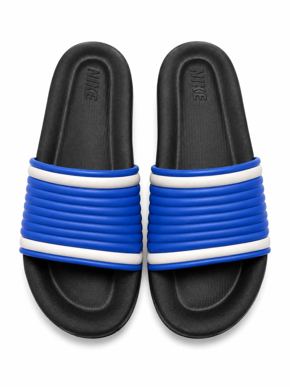 Men’s Sports Slide Sandals – Ribbed Comfort Slippers with Dual-Color Stripes