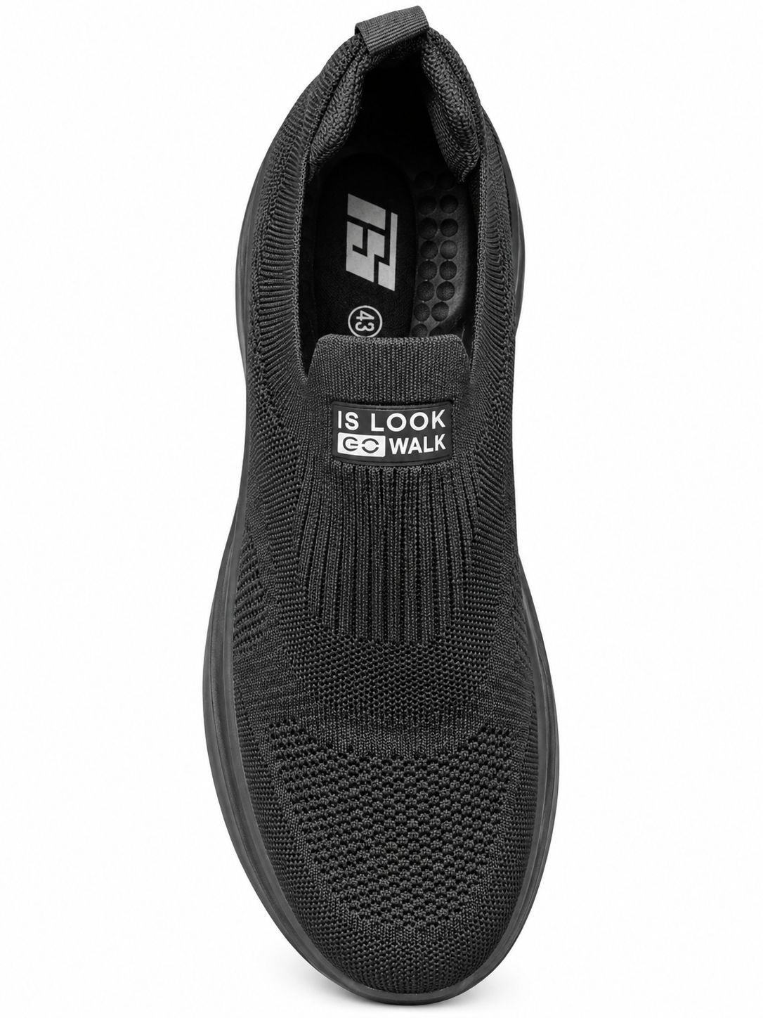 Men’s Black Slip-On Walking Shoes – Lightweight Knit Casual Sneakers with Cushioned Sole