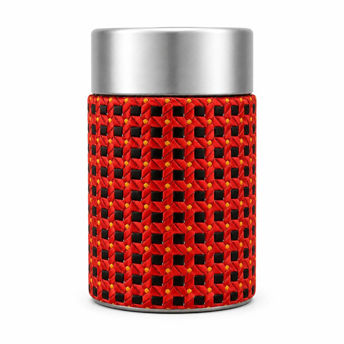 Men’s Red Necktie & Accessories Set – Premium Geometric Tie with Matching Pocket Square & Cufflinks