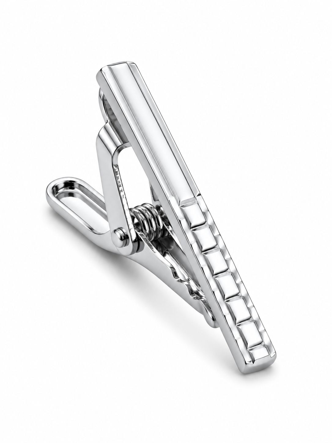 Men’s Silver Square Pattern Tie Clip