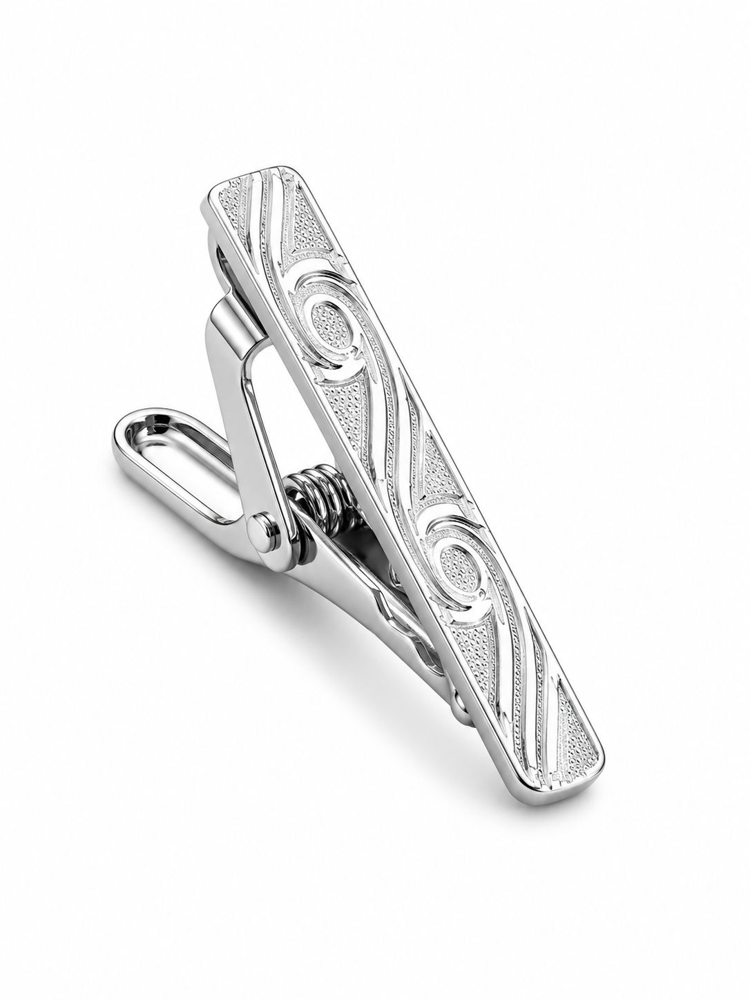 Men’s Silver Ornate Pattern Tie Clip