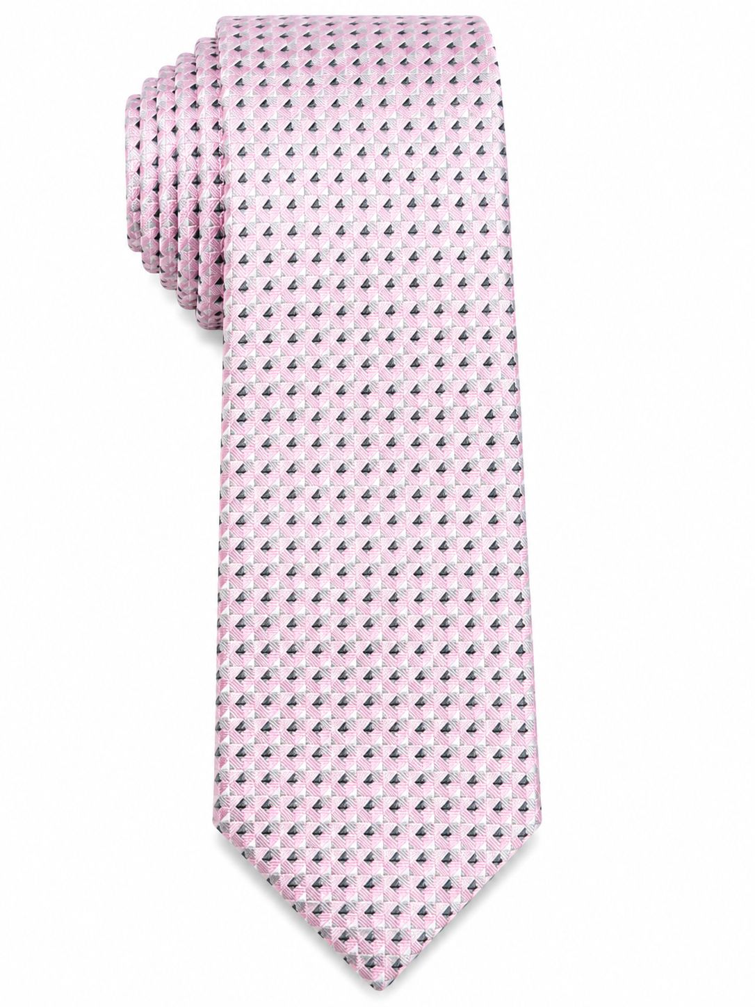 Men’s Pink & White Geometric Pattern Necktie