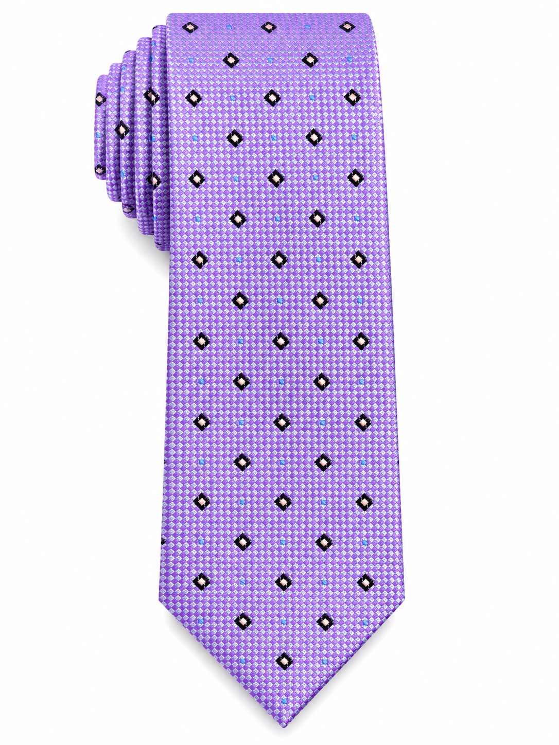 Men’s Lavender Purple Geometric Diamond Pattern Necktie