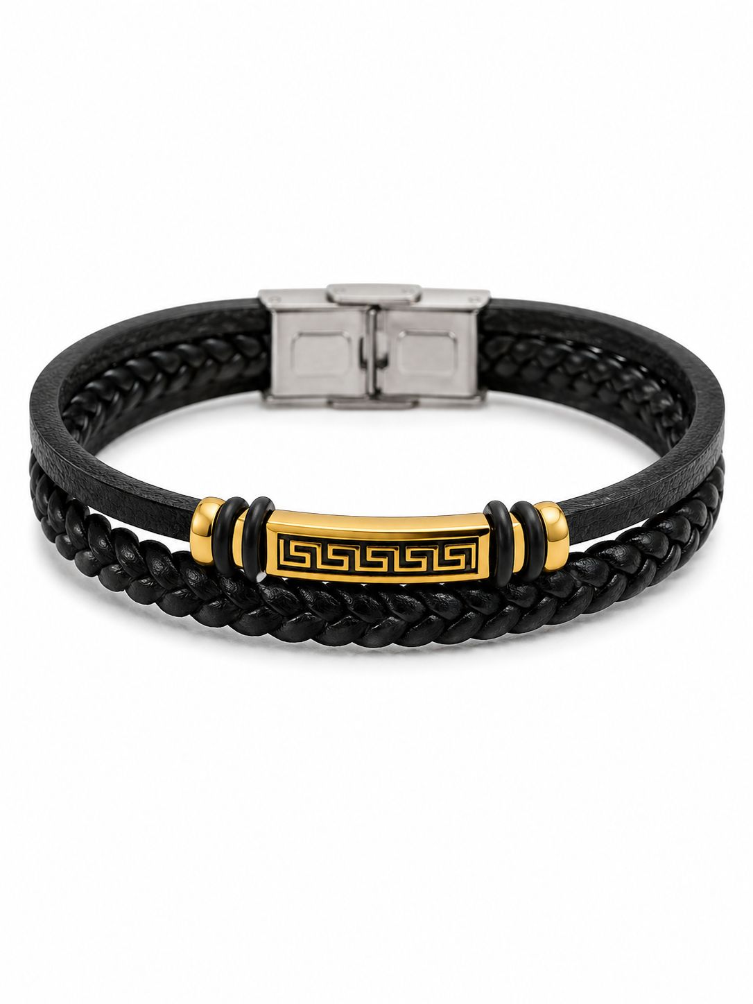 Men’s Double-Layer Braided Leather Bracelet