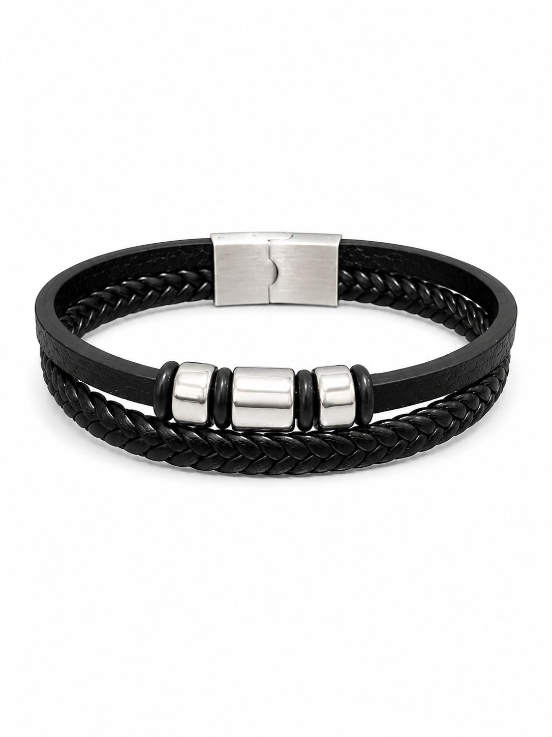 Men’s Double-Layer Braided Leather Bracelet