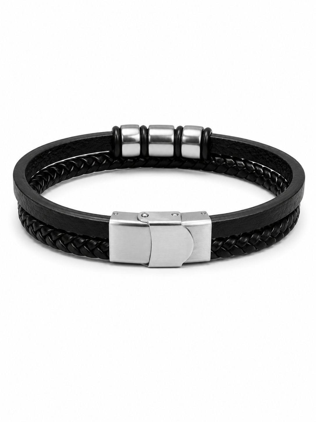 Men’s Double-Layer Braided Leather Bracelet