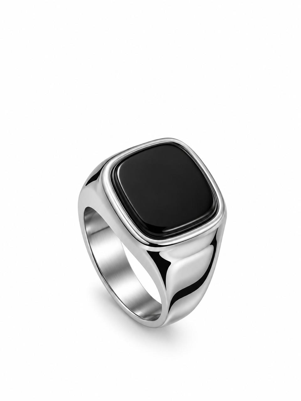 Men’s Black & Silver Signet Ring