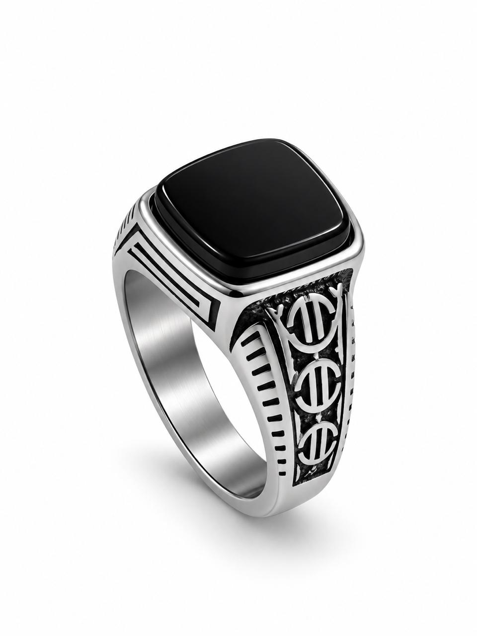 Men’s Black & Silver Signet Ring
