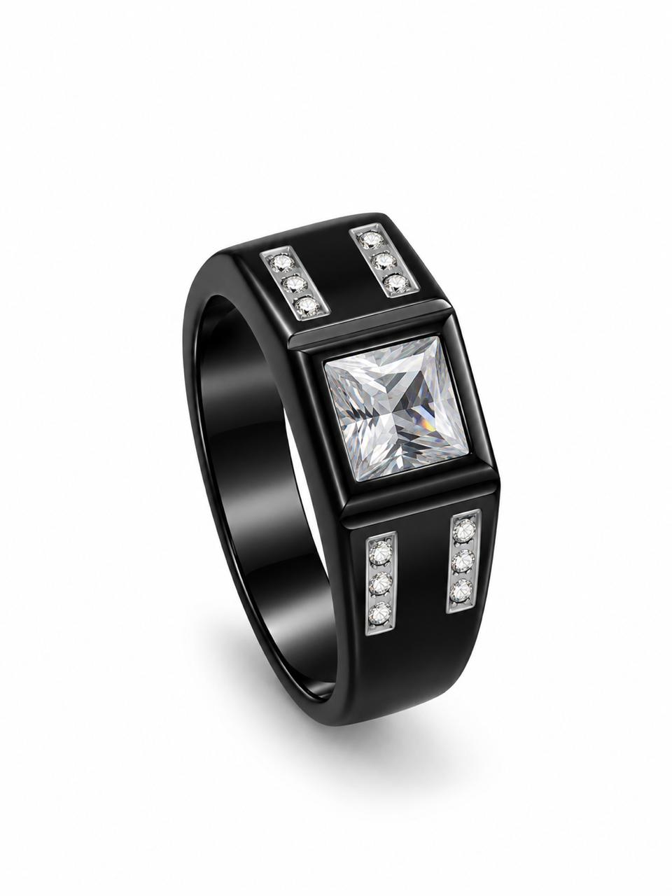 Men’s Black Statement Signet Ring