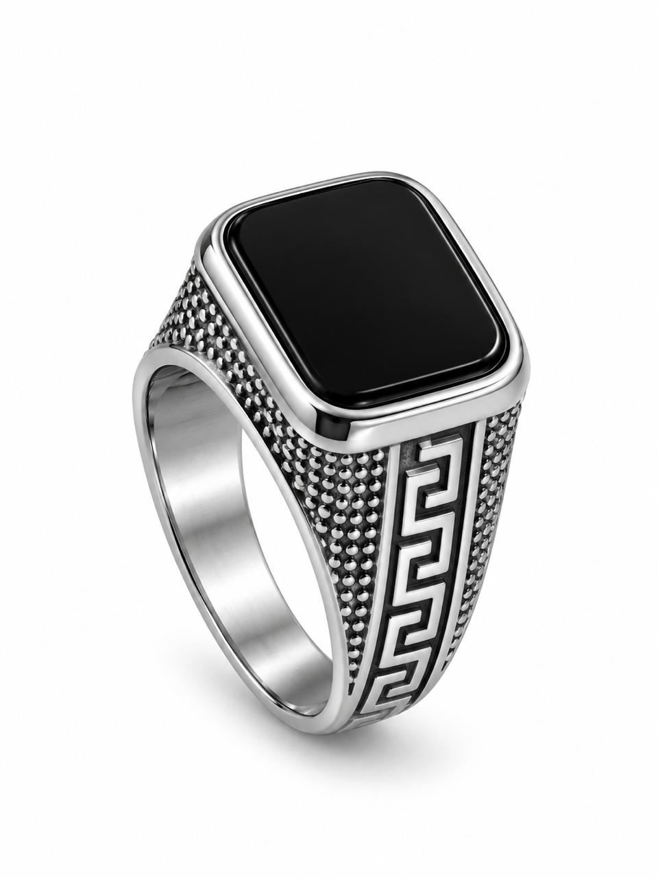 Men’s Black & Silver Signet Ring