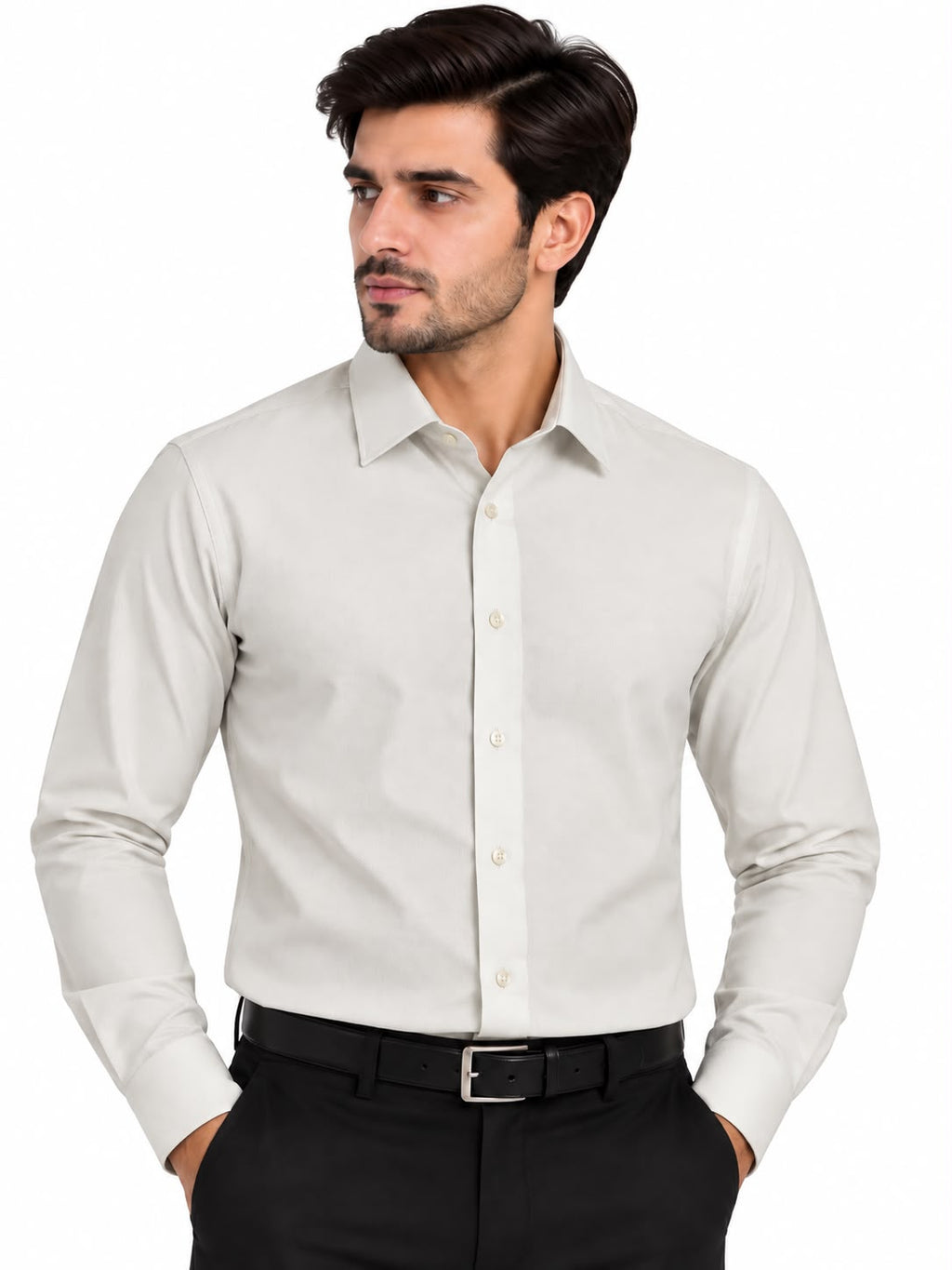 Men’s White Textured Formal Shirt