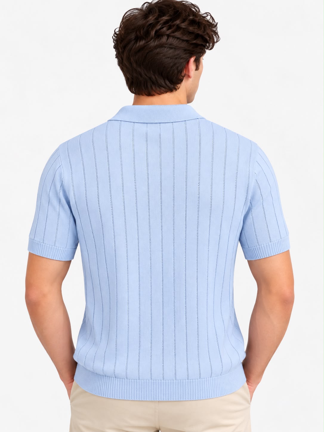 Men’s Textured Knit Half-Zip Polo Sweater