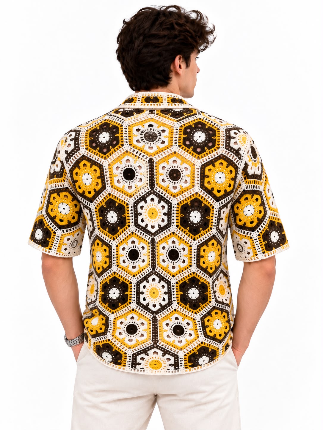 Men’s Crochet Pattern Short Sleeve Shirt