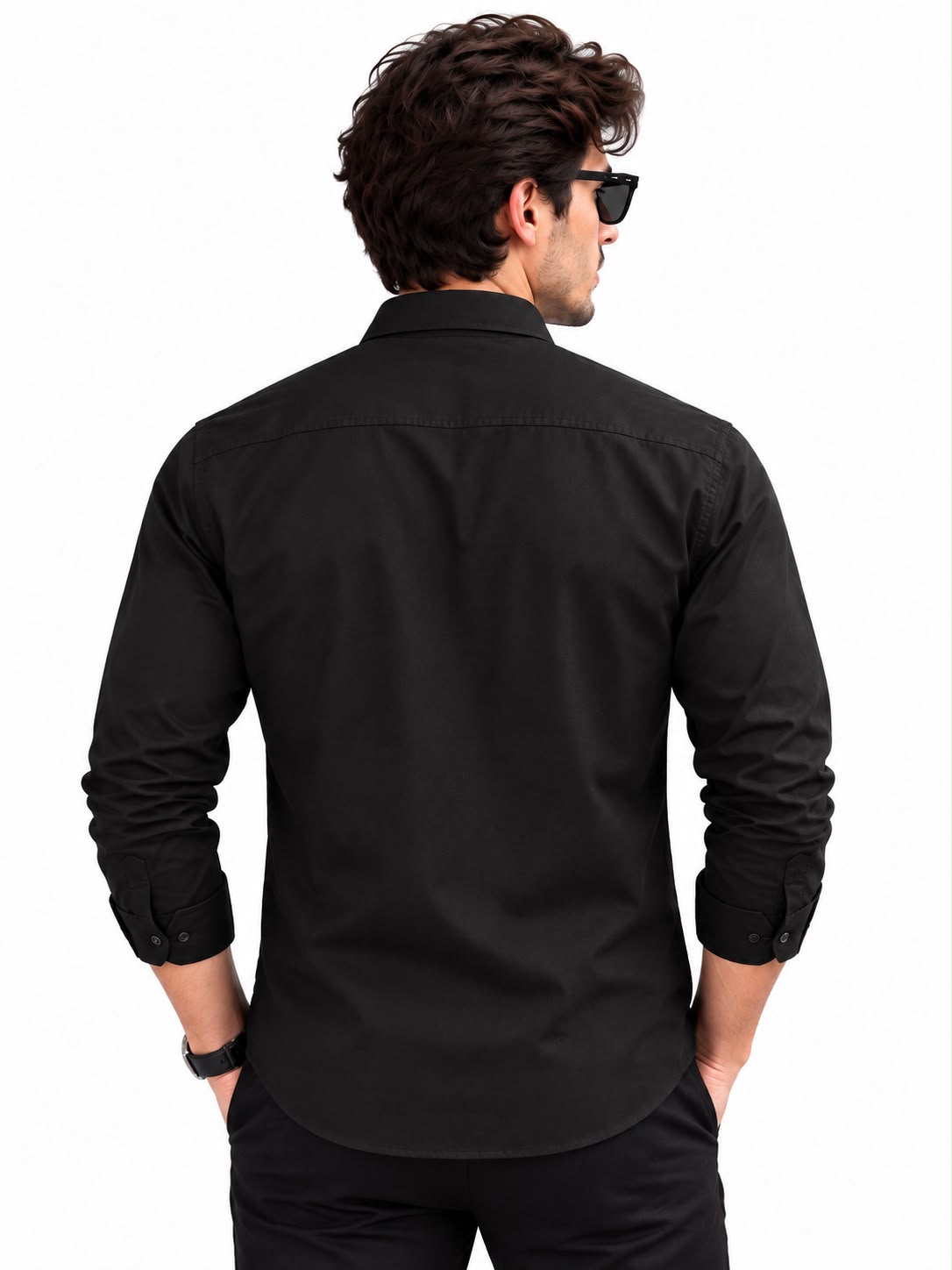 Men’s Black Casual Button-Down Shirt