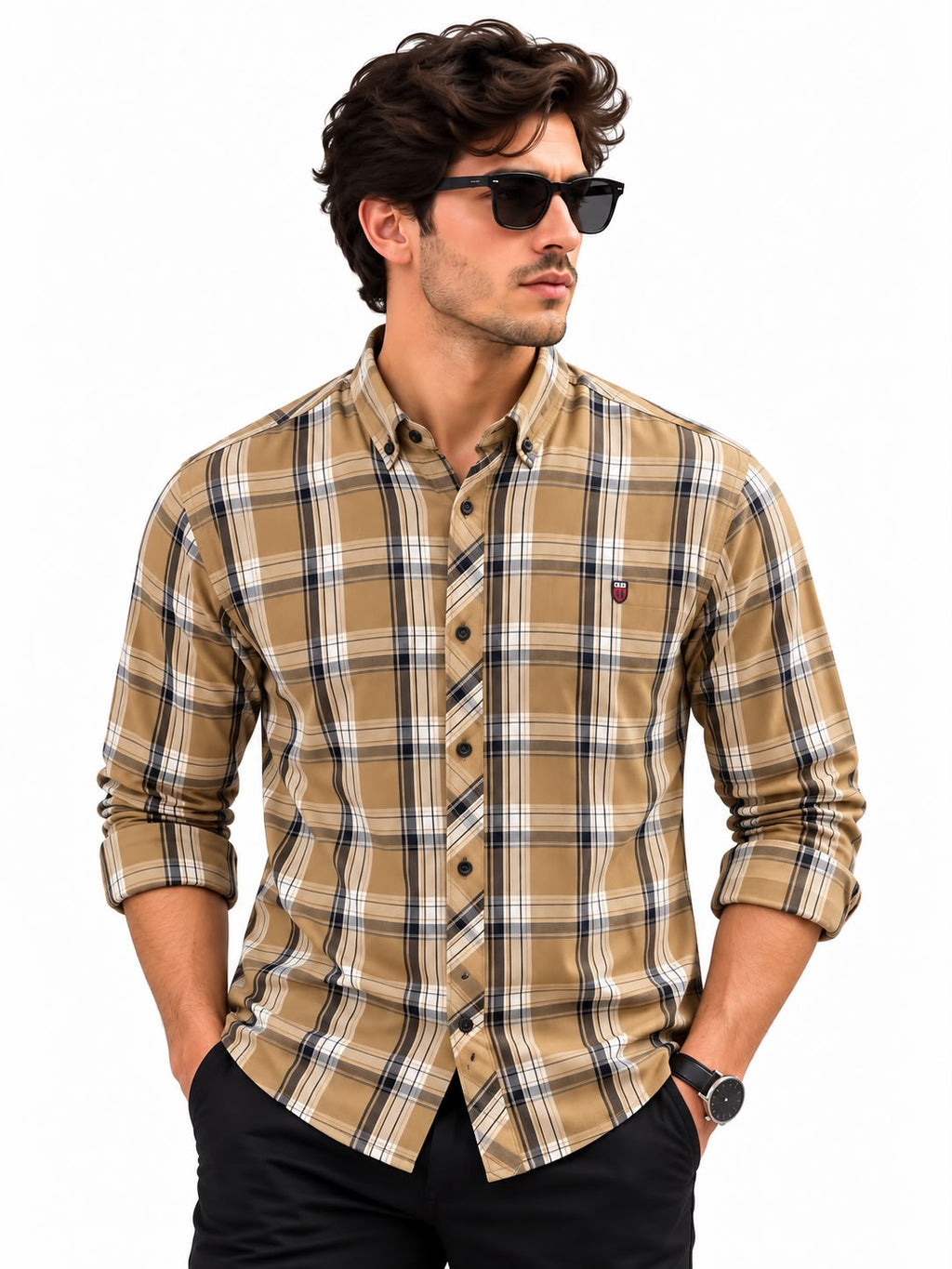 American Eagle Men’s Tan Plaid Shirt