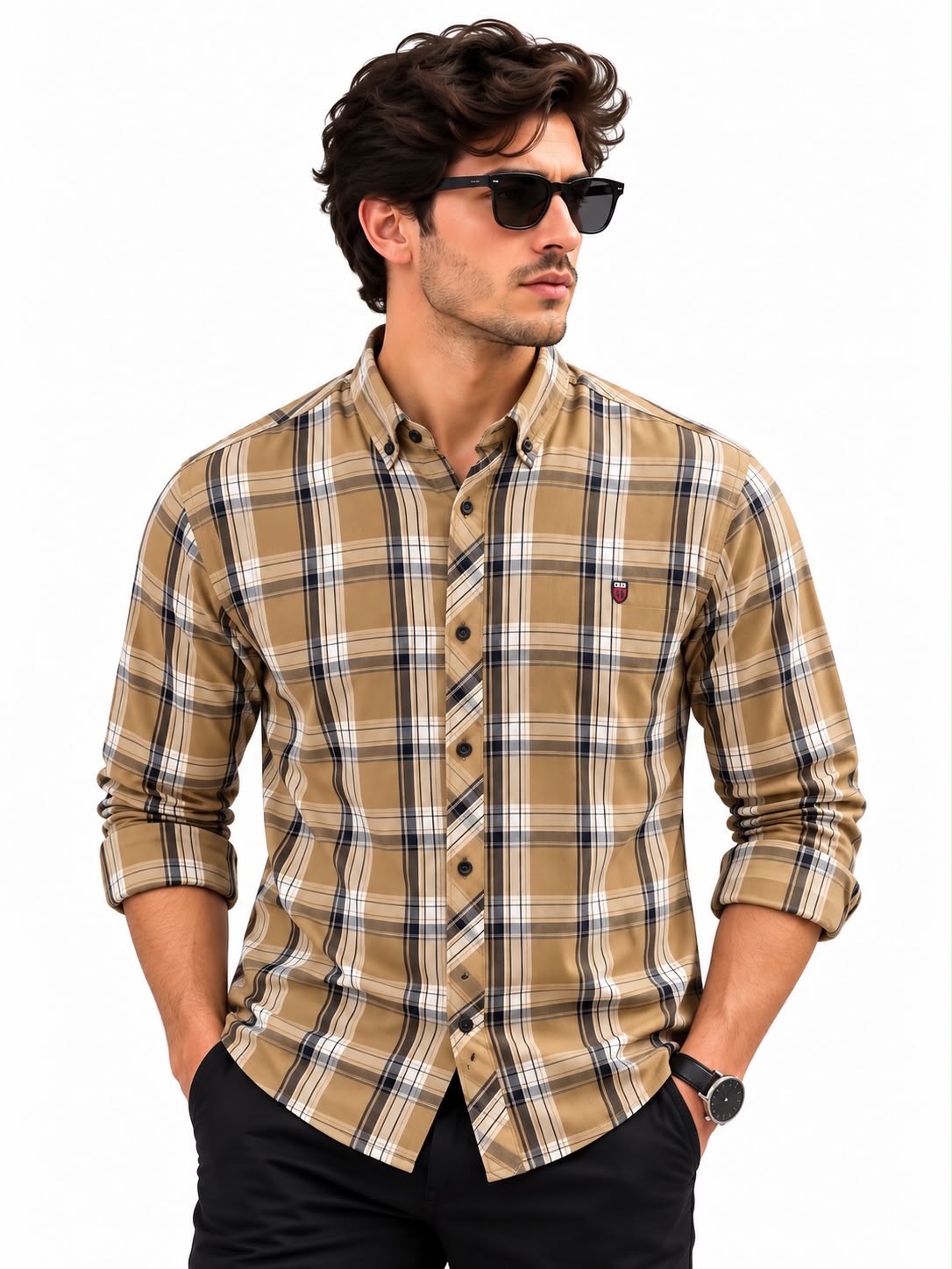 American Eagle Men’s Tan Plaid Shirt