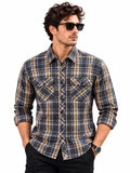 Men’s Navy Blue & Grey Check Shirt