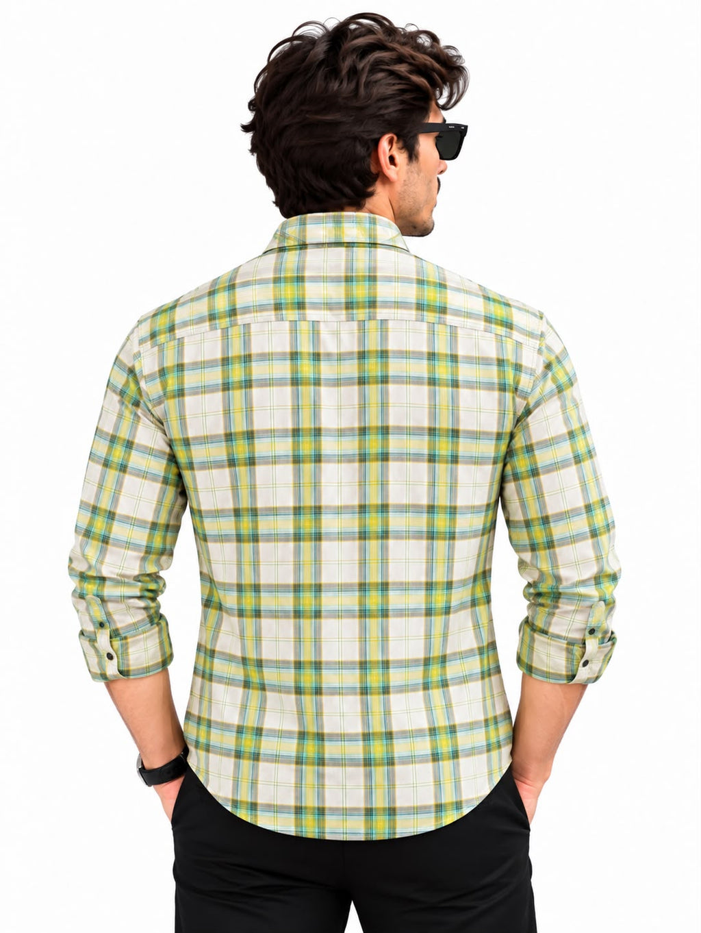 Men’s Cream & Green Check Shirt