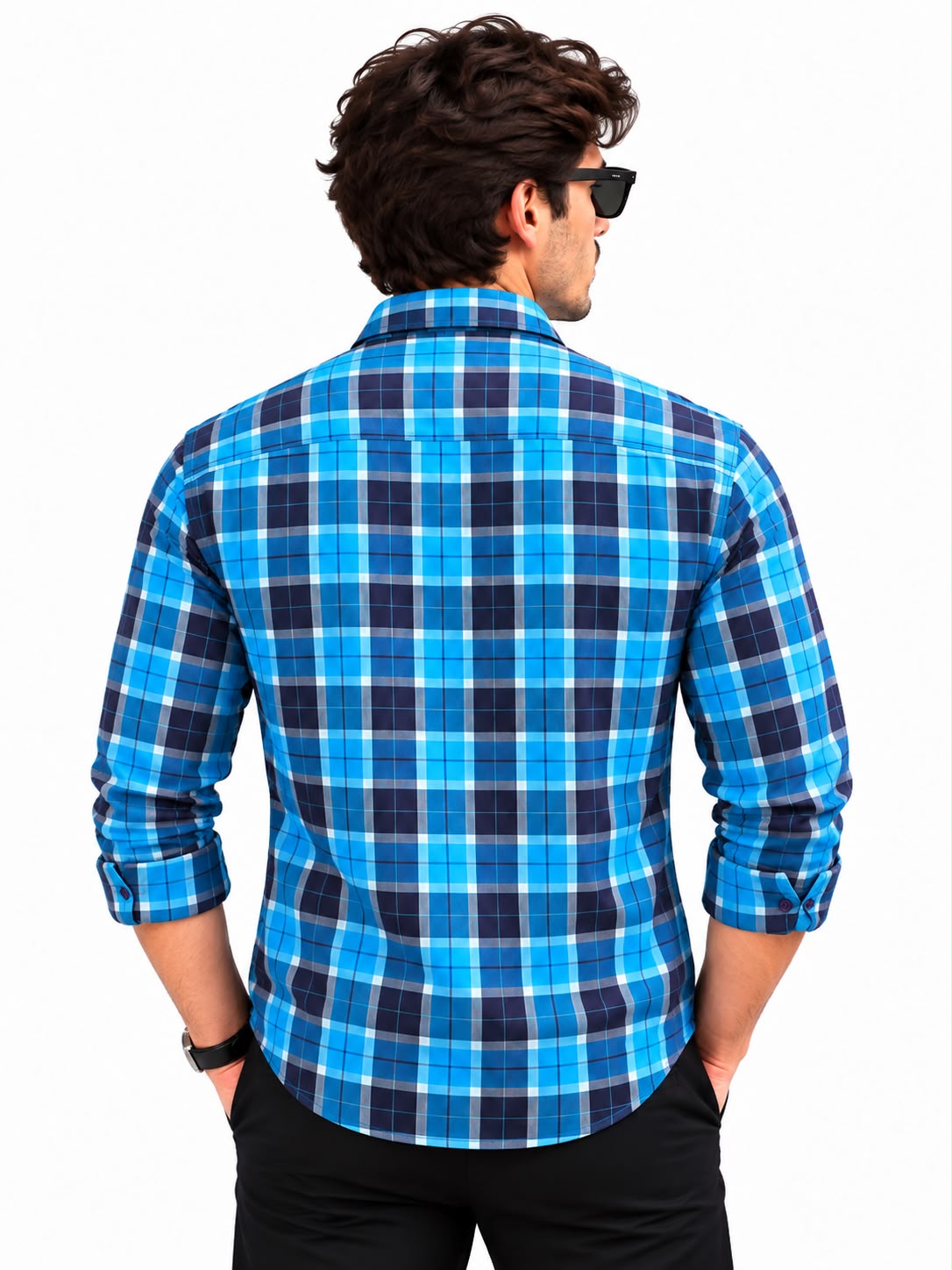 Men’s Blue & Navy Check Shirt