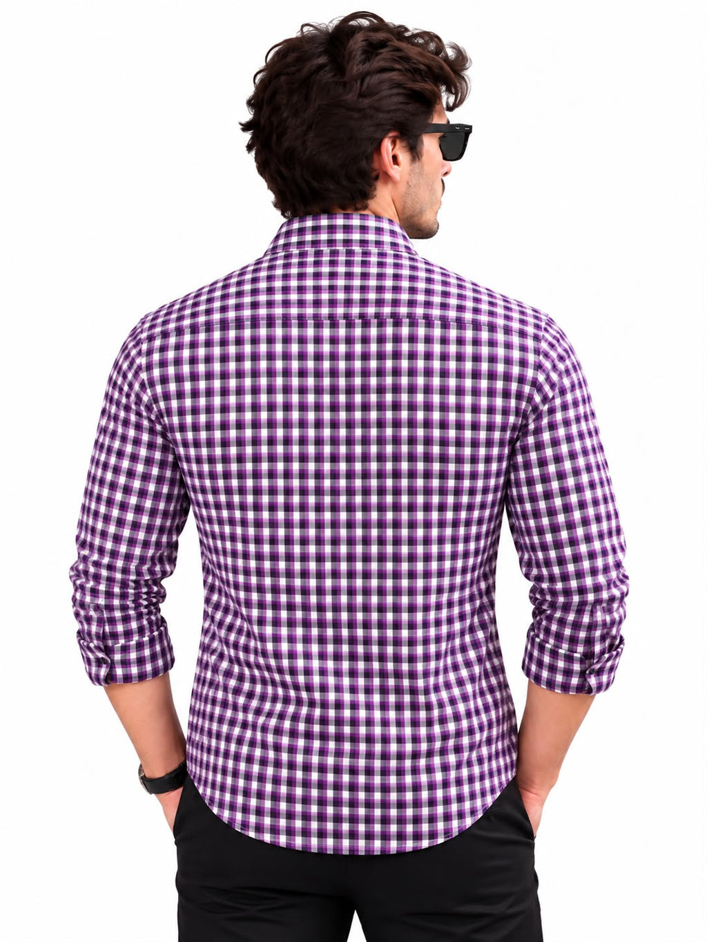 Men’s Purple & White Check Shirt