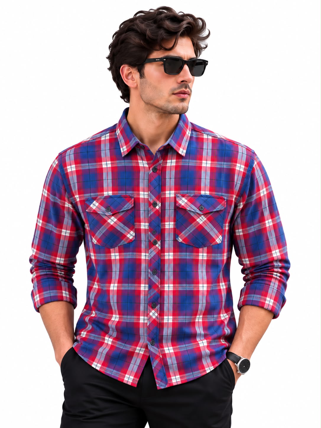 Men’s Red & Blue Check Shirt
