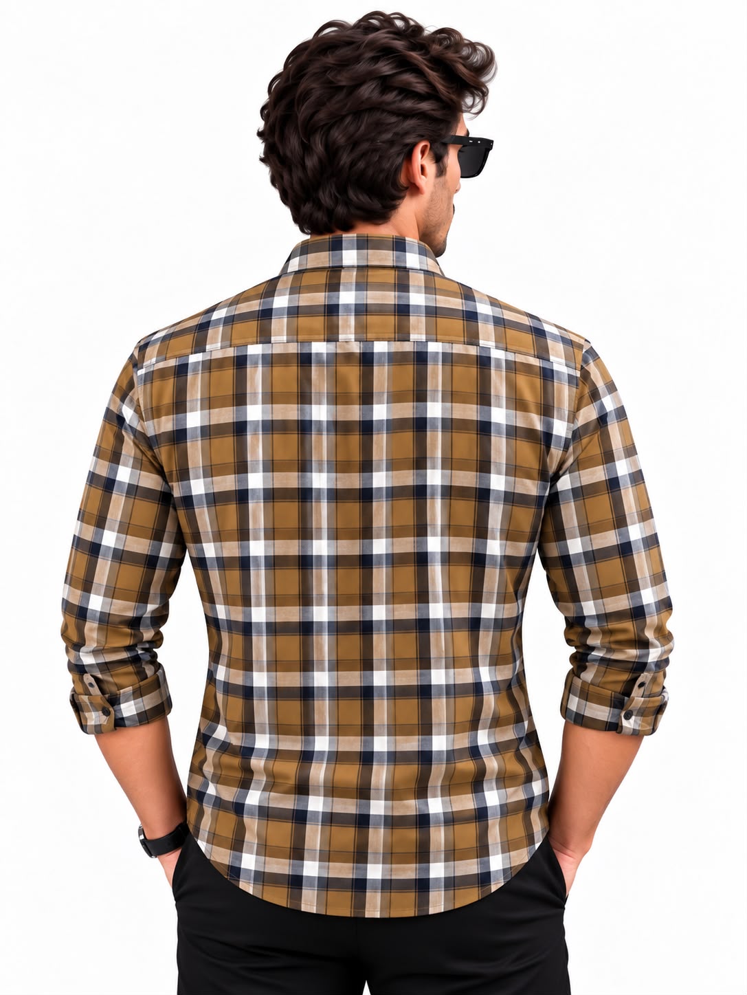 Men’s Mustard Brown Check Shirt