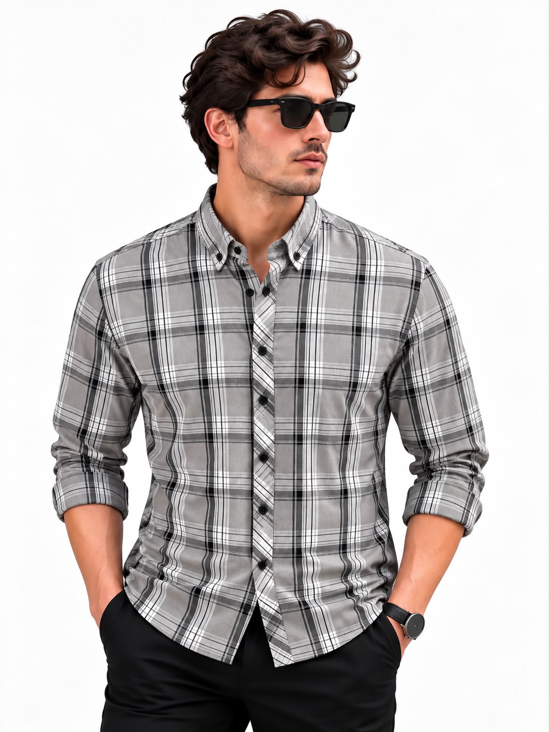 Men’s Grey Check Shirt