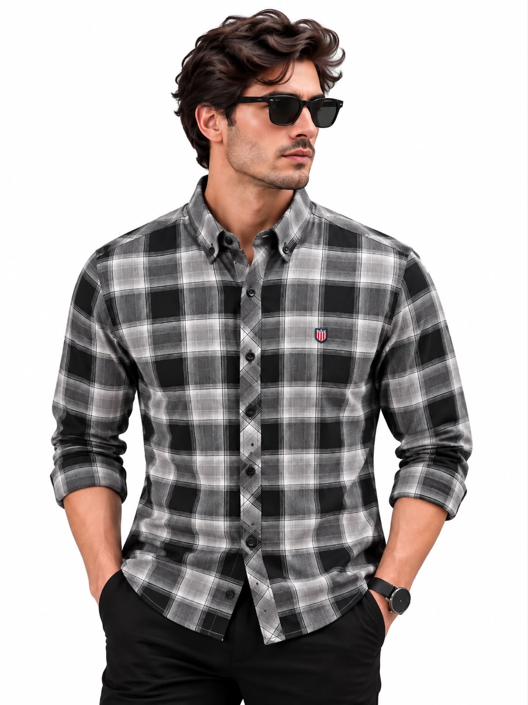 Men’s Black & Grey Check Shirt