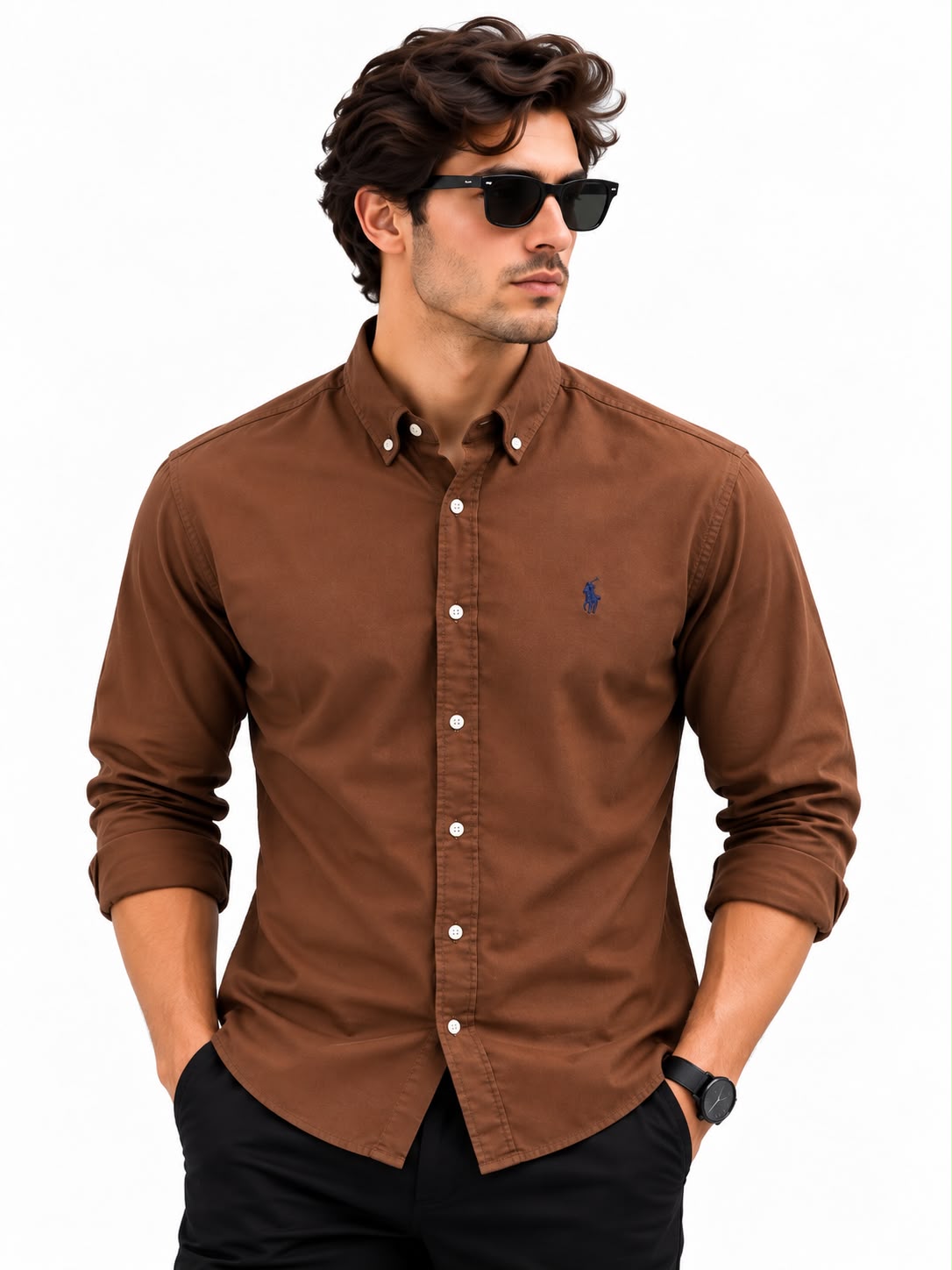 Men’s Brown Solid Casual Shirt