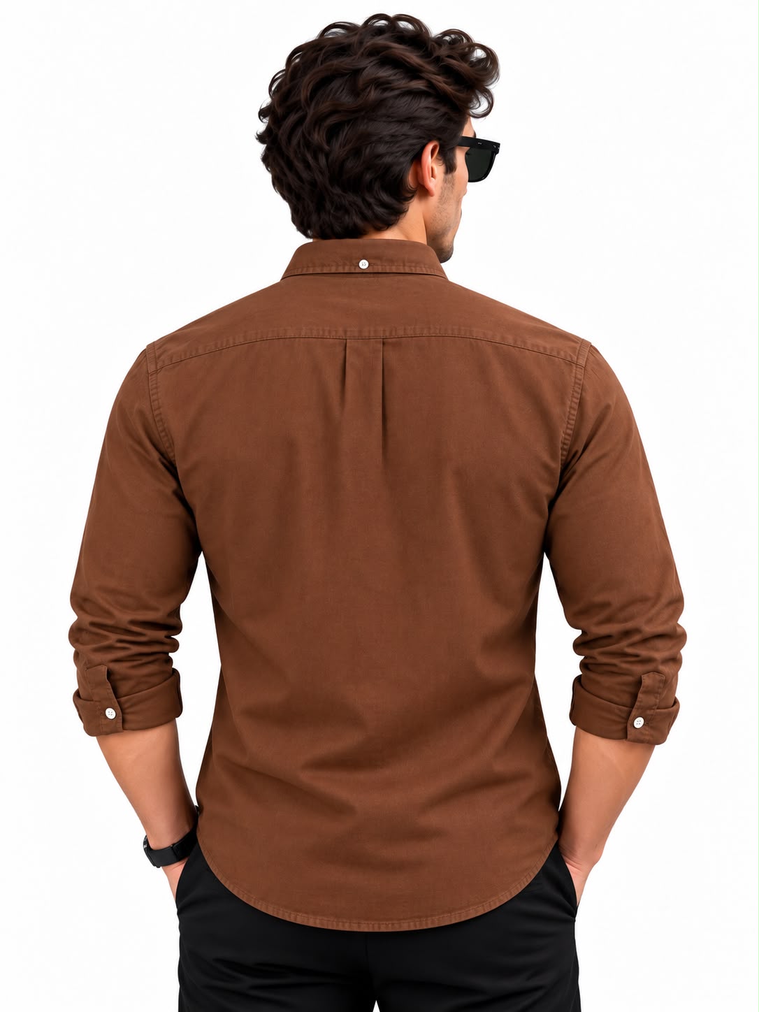Men’s Brown Solid Casual Shirt