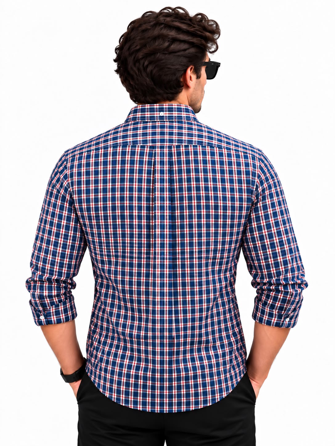 Men’s Blue & Red Checkered Casual Shirt