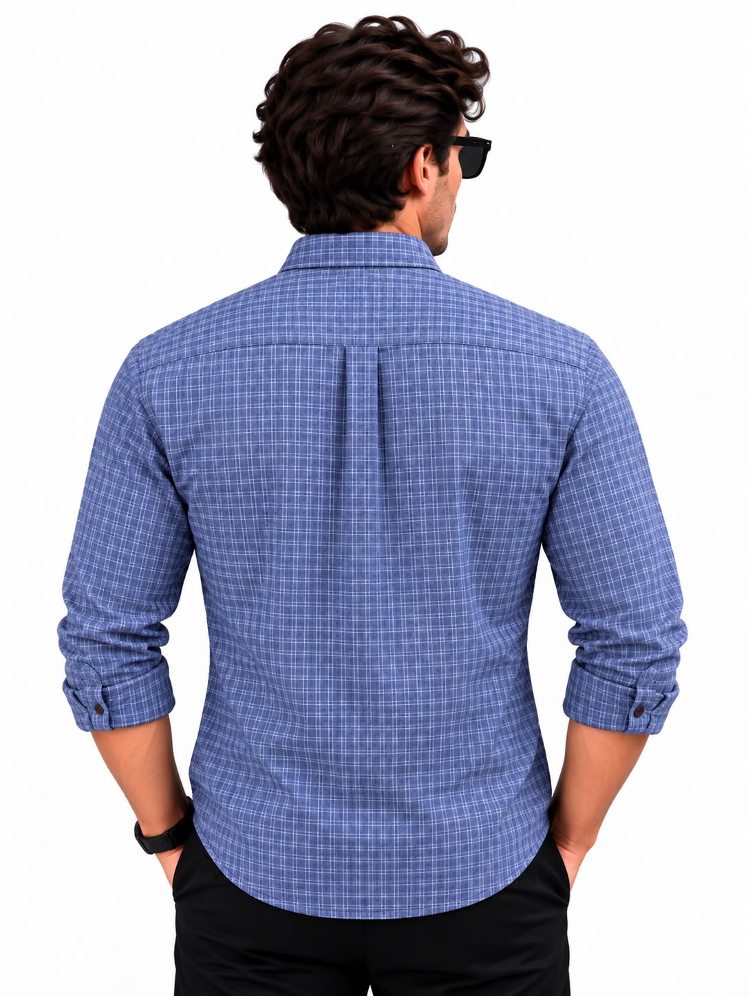 Men’s Blue Checkered Casual Shirt