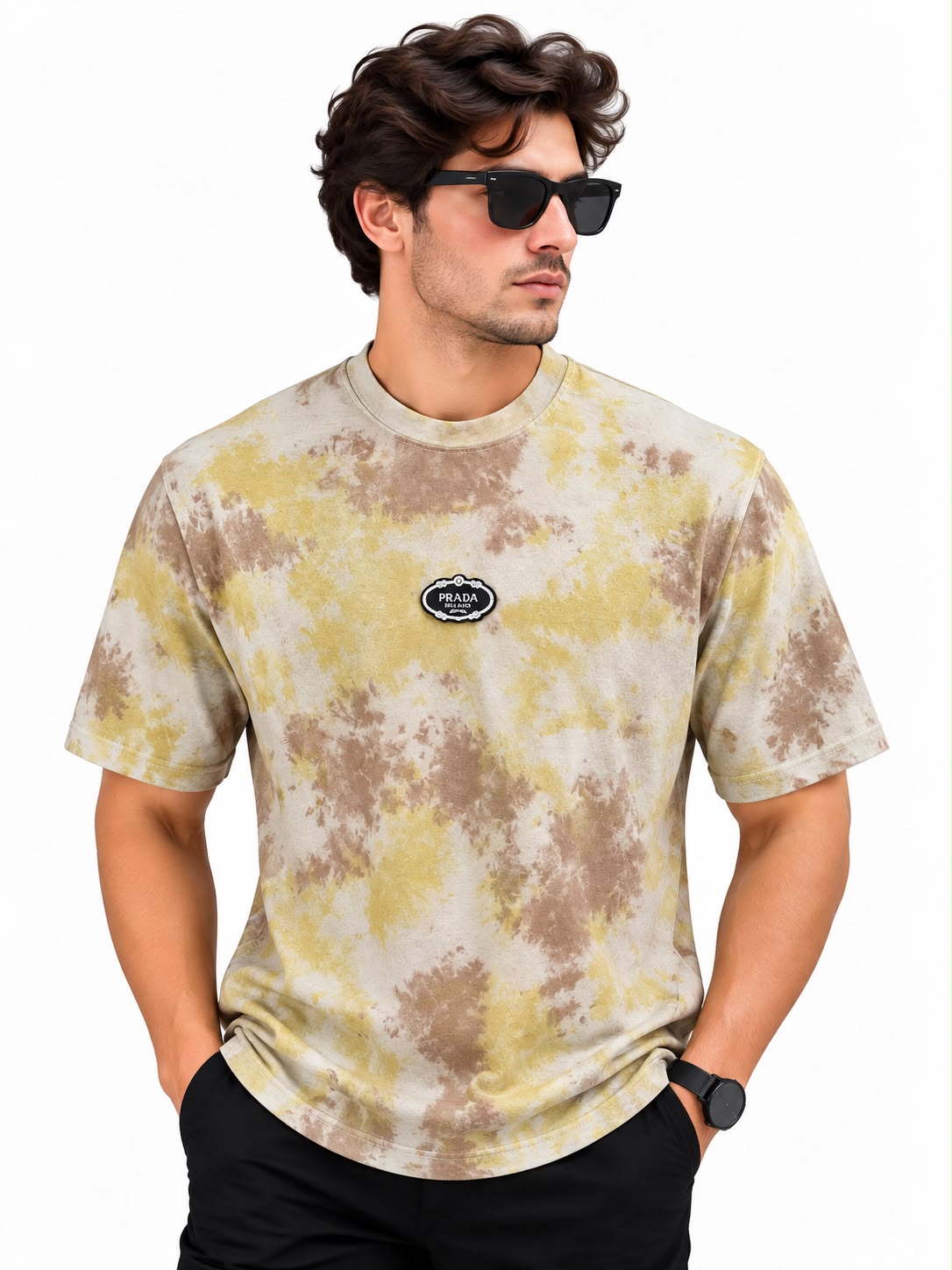 Prada Tie-Dye Printed T-Shirt for Men