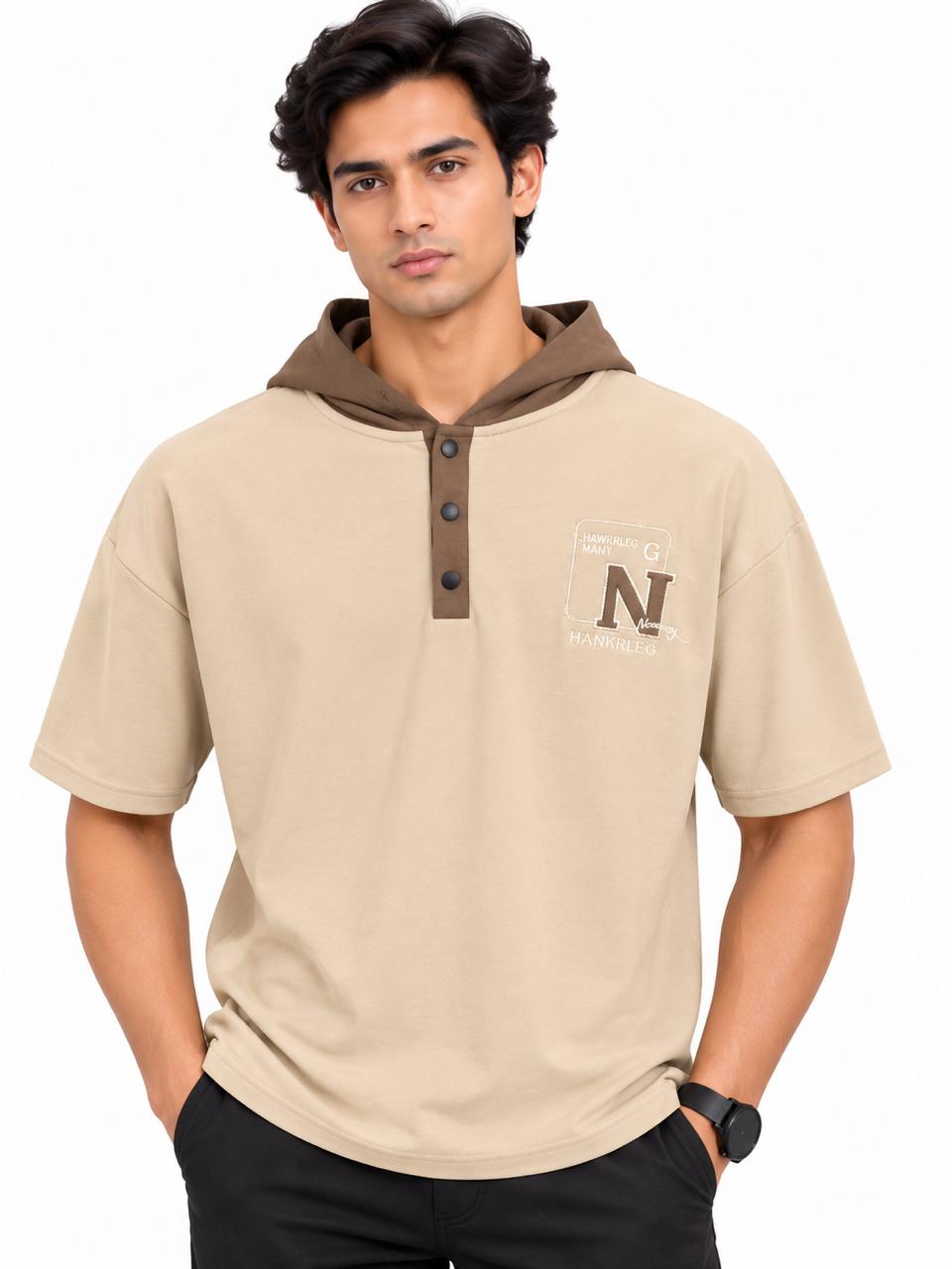 Men’s Hooded Half-Placket T-Shirt
