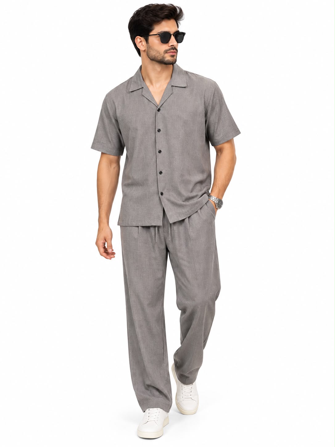 Men’s Cuban Collar 2-Piece Co-Ord Set