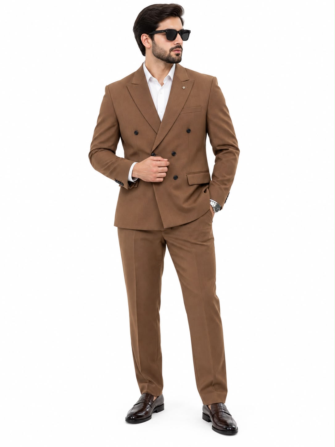 Men’s Brown Double-Breasted Suit