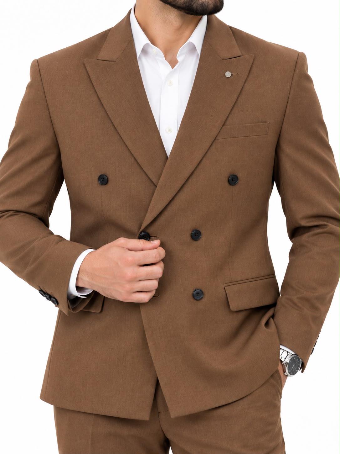 Men’s Brown Double-Breasted Suit
