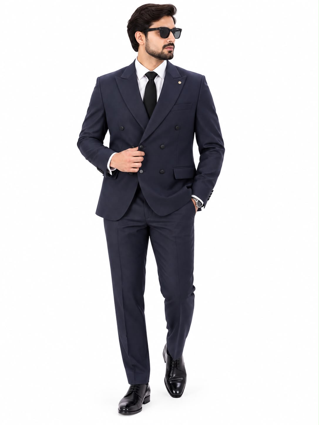 Men’s Navy Blue Double-Breasted Suit