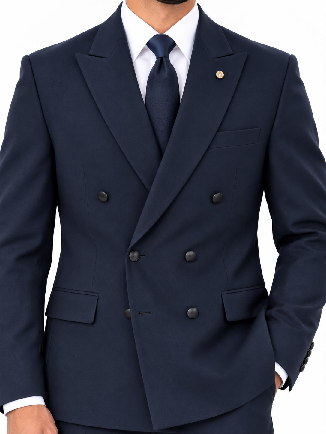 Men’s Navy Blue Double-Breasted Suit