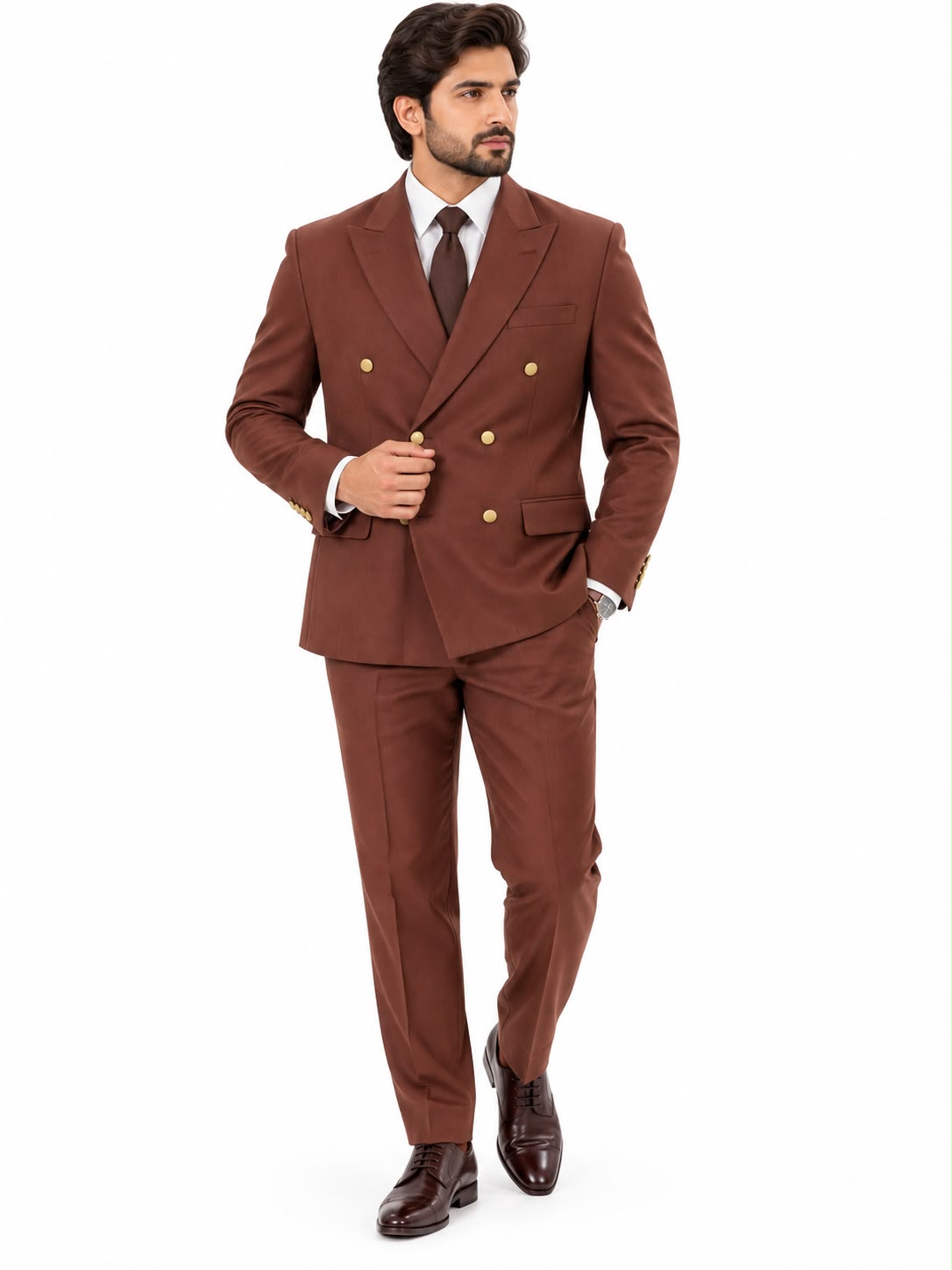 Men’s Maroon Double-Breasted Suit