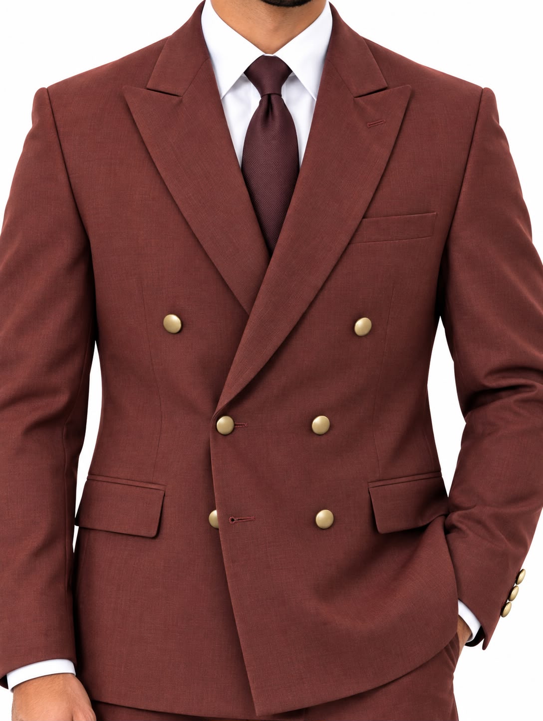 Men’s Maroon Double-Breasted Suit