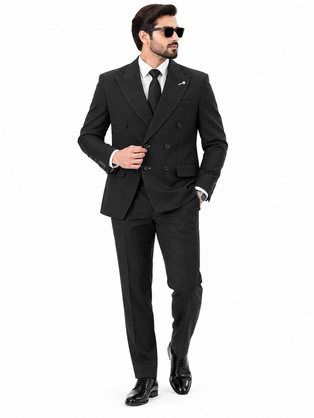 Men’s Black Double-Breasted Suit