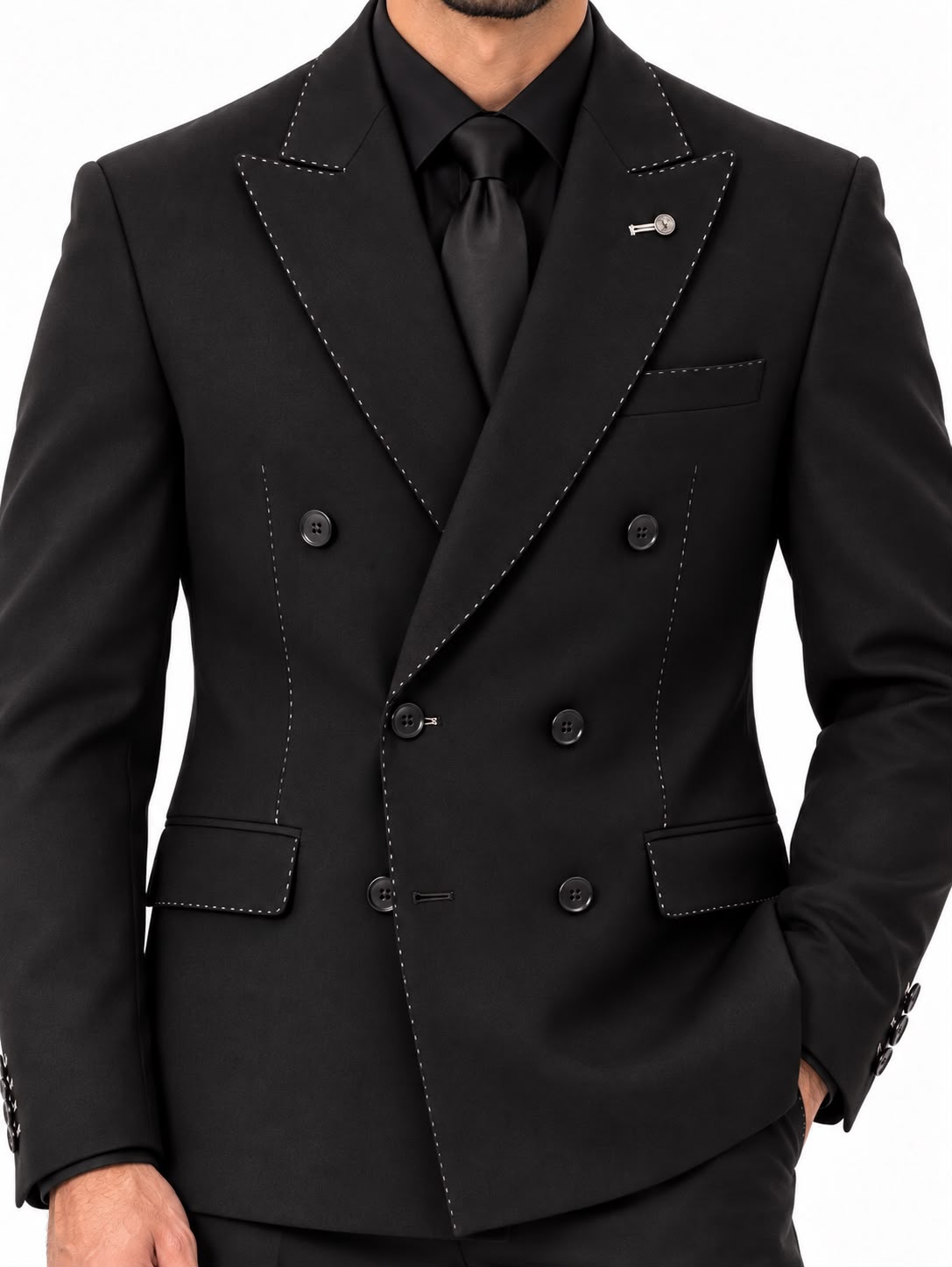 Men’s Black Double-Breasted Suit