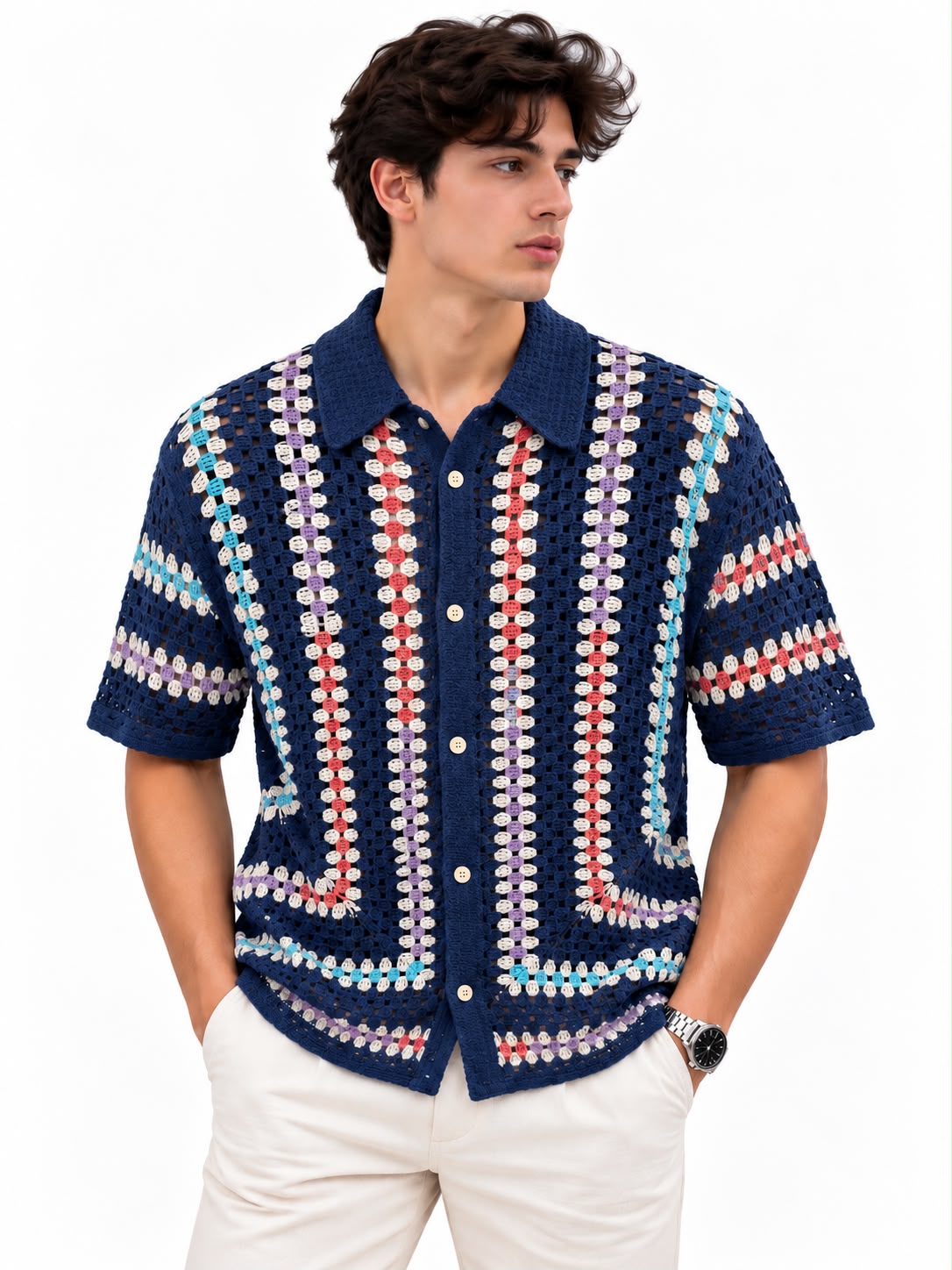 Men’s Crochet Knit Shirt