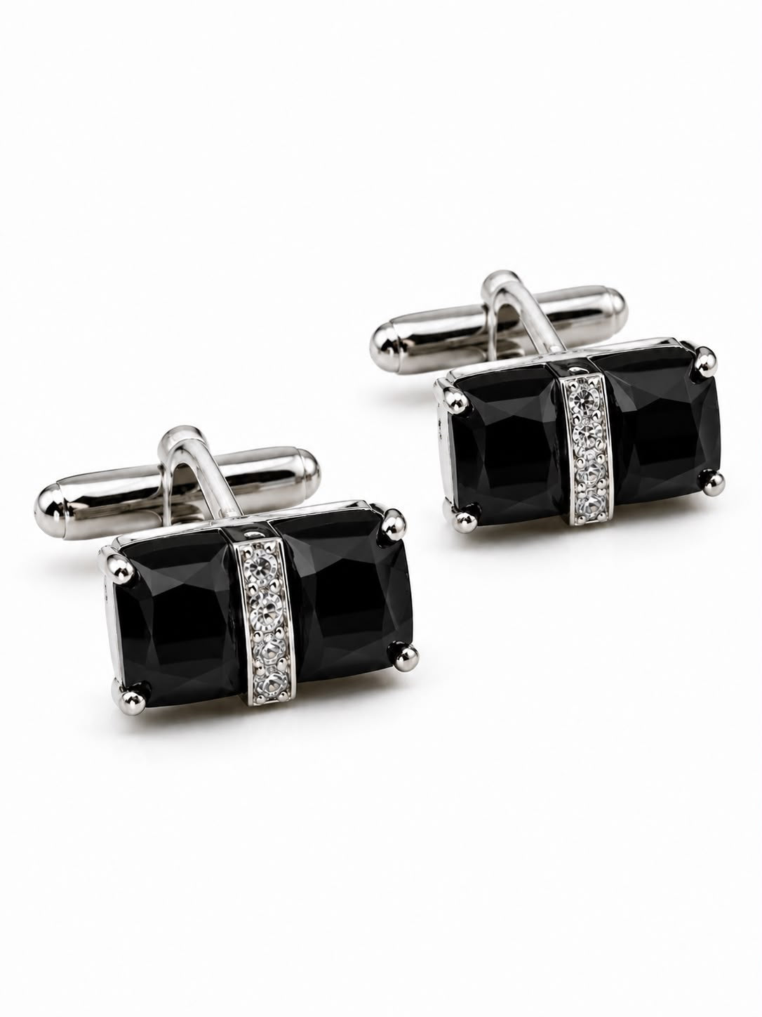 Black & Silver Crystal Cufflinks
