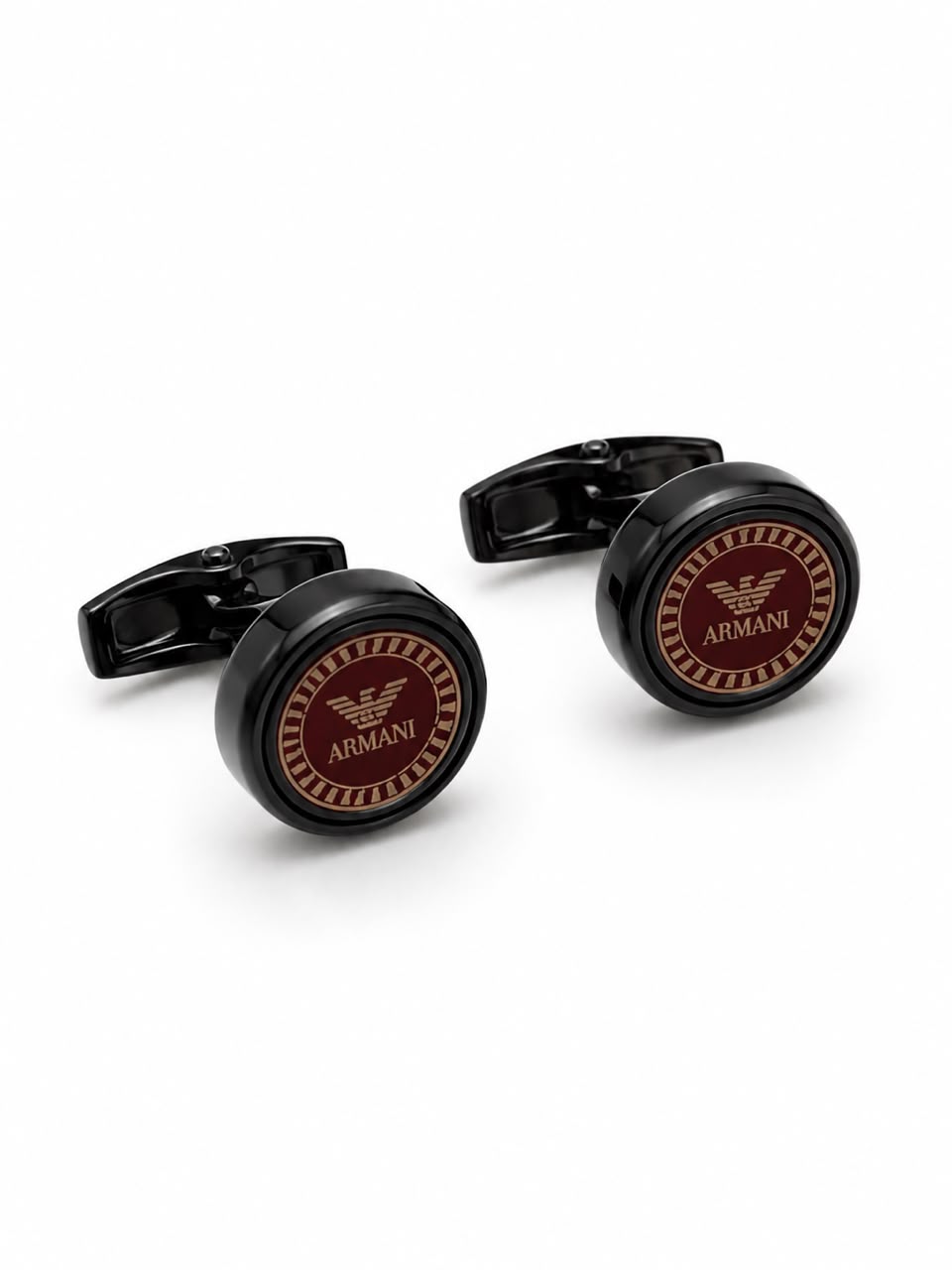 Round Black & Brown Logo Cufflinks