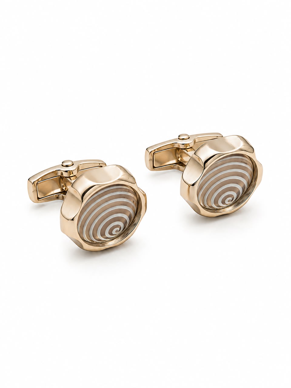 Gold-Tone Concentric Circle Cufflinks