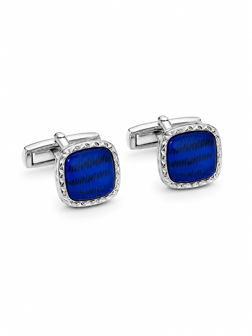 Blue Square Crystal-Style Cufflinks