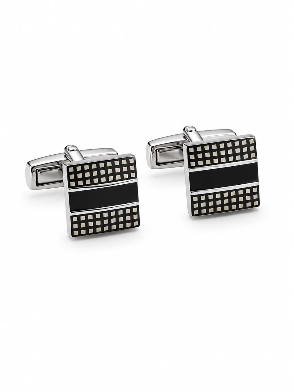Black & Silver Geometric Cufflinks