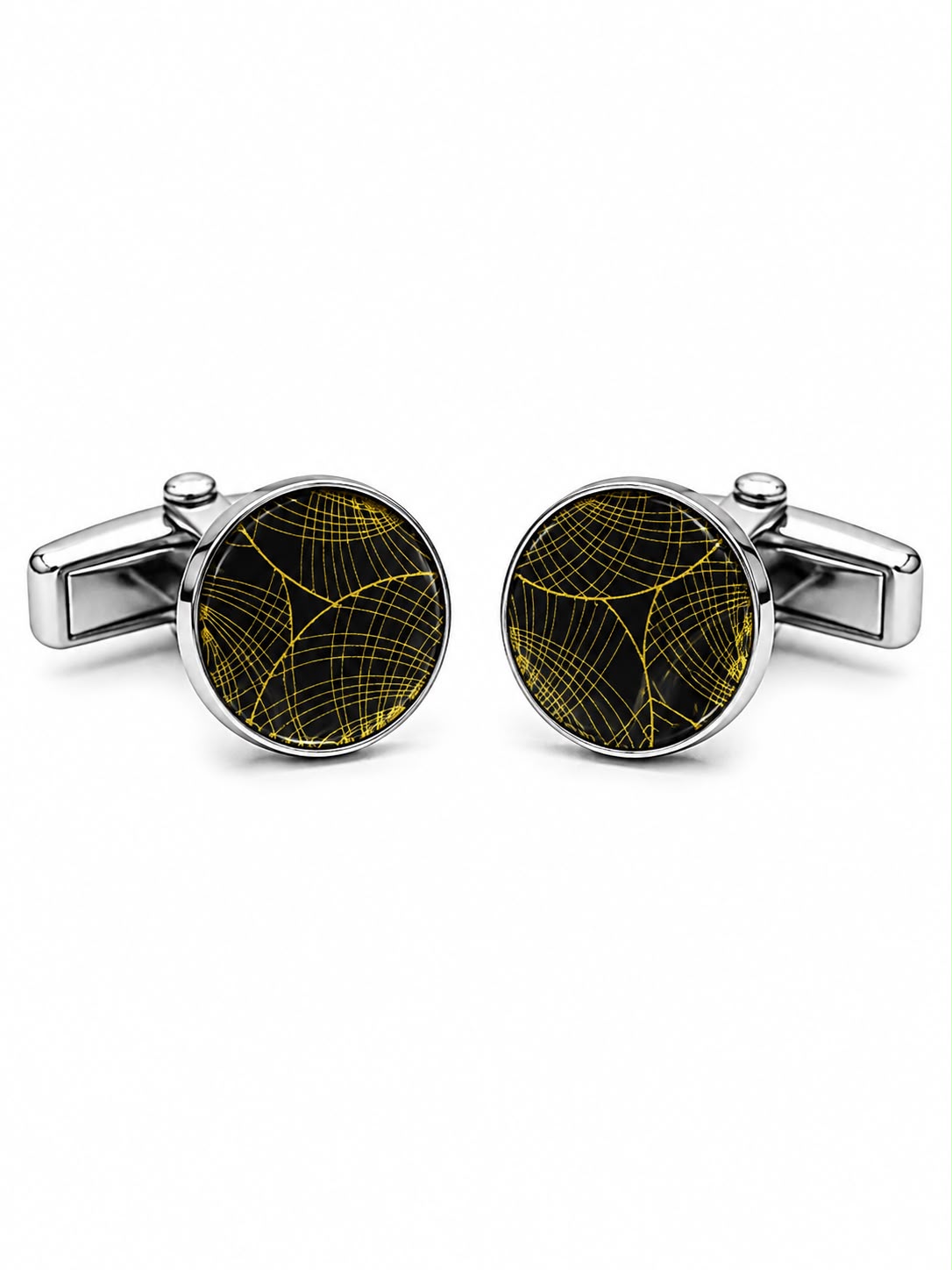 Black & Gold Abstract Pattern Cufflinks